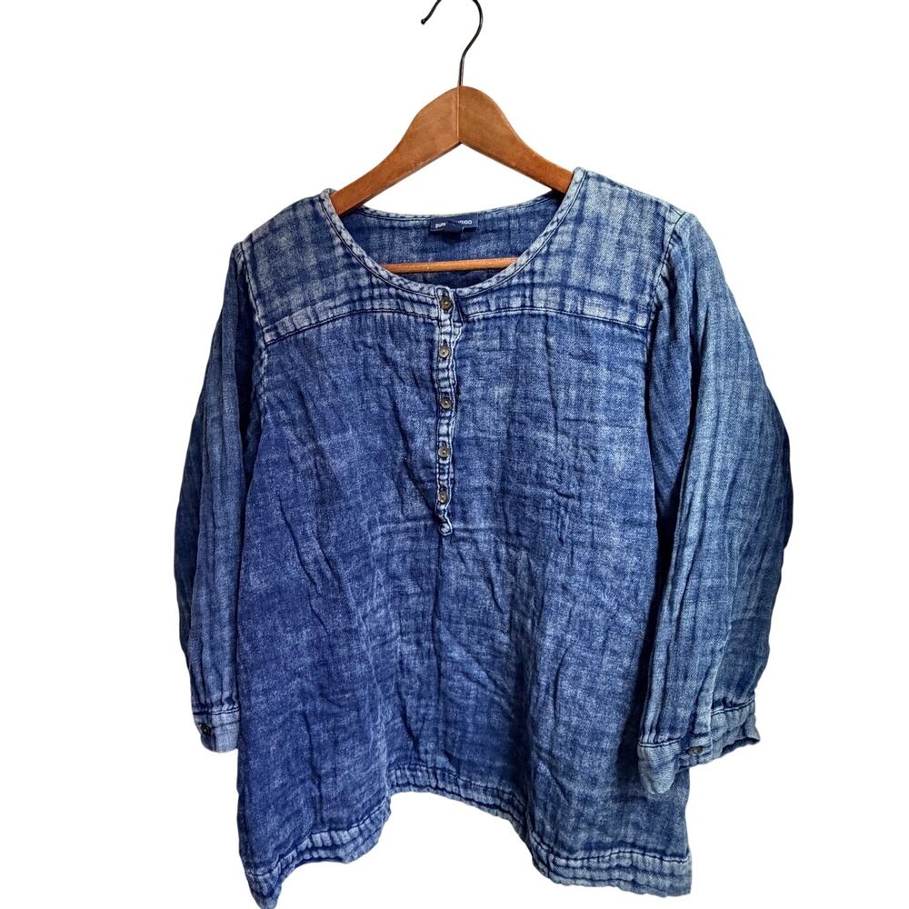Pure Jill indigo chambray button front size med